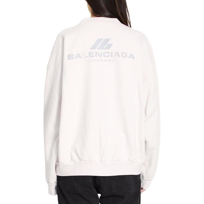 Lookbook (W) バレンシアガ ロゴプリント クルーネック スリムフィット 長袖 スウェット ホワイト POIZON2406211235