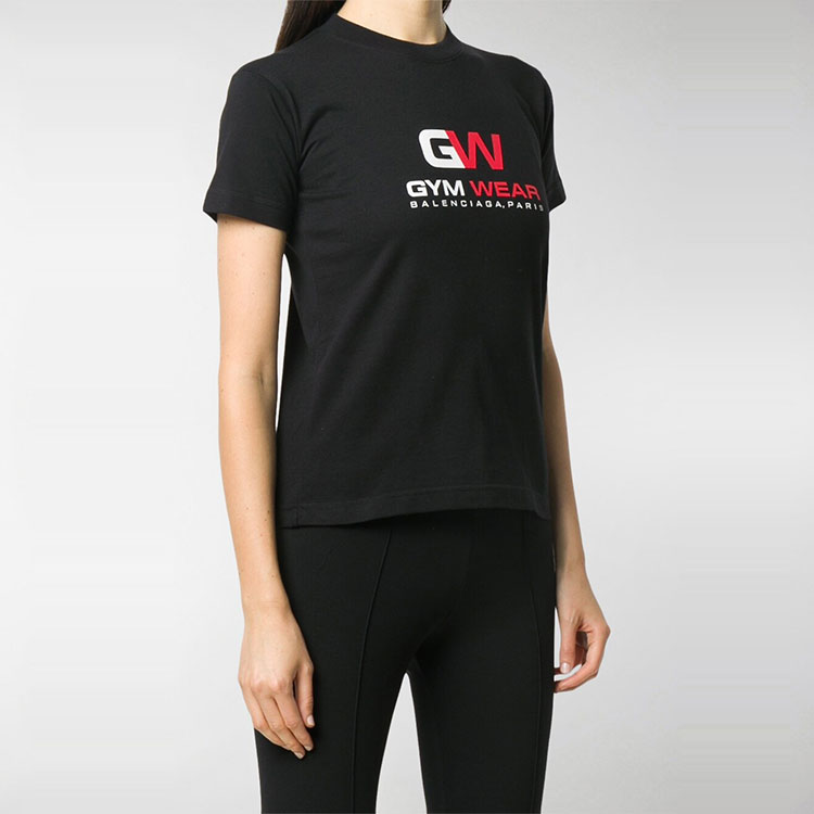 (Women) Balenciaga Logo Print Crewneck T-Shirt Black 612964TIVD51000 圖 5