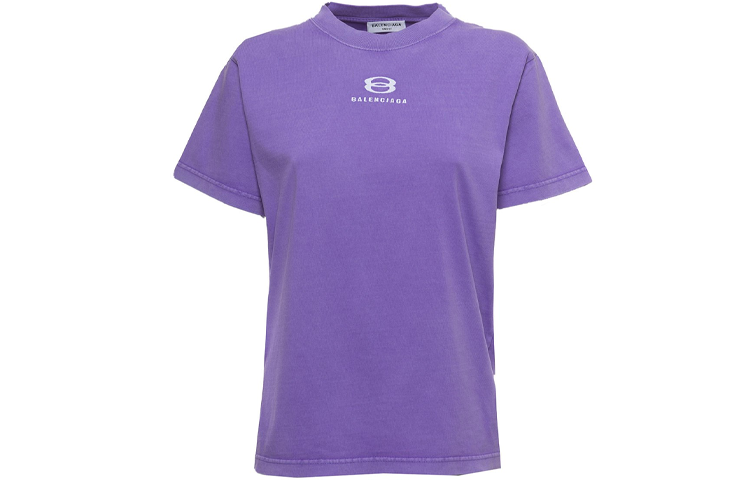 (Women) Balenciaga Logo Print Crewneck T-Shirt Purple  SS22 Regular Fit 670943TLVF90258 圖 2