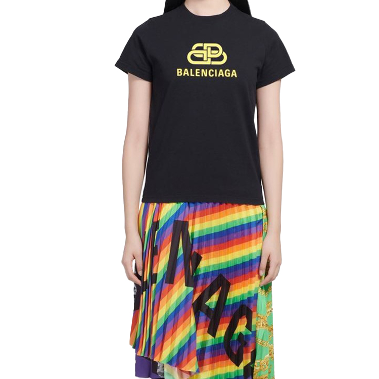 Shop (W) Camiseta Negra Balenciaga Logo Estampado Corte Holgado 578133TEV481361