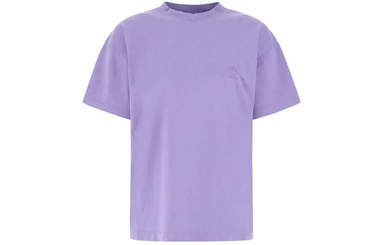 (Women) Balenciaga Logo Print Oversized Purple T-Shirt  Crewneck Casual Tee 612965TLV993071