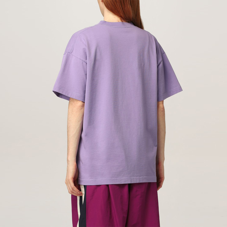 (Women) Balenciaga Logo Print Oversized Purple T-Shirt  Crewneck Casual Tee 612965TLV993071 圖 6