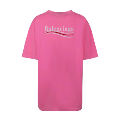 (Women) Balenciaga Logo Print Pink Oversized Short Sleeve Casual T-Shirt. 641655TPVI35001