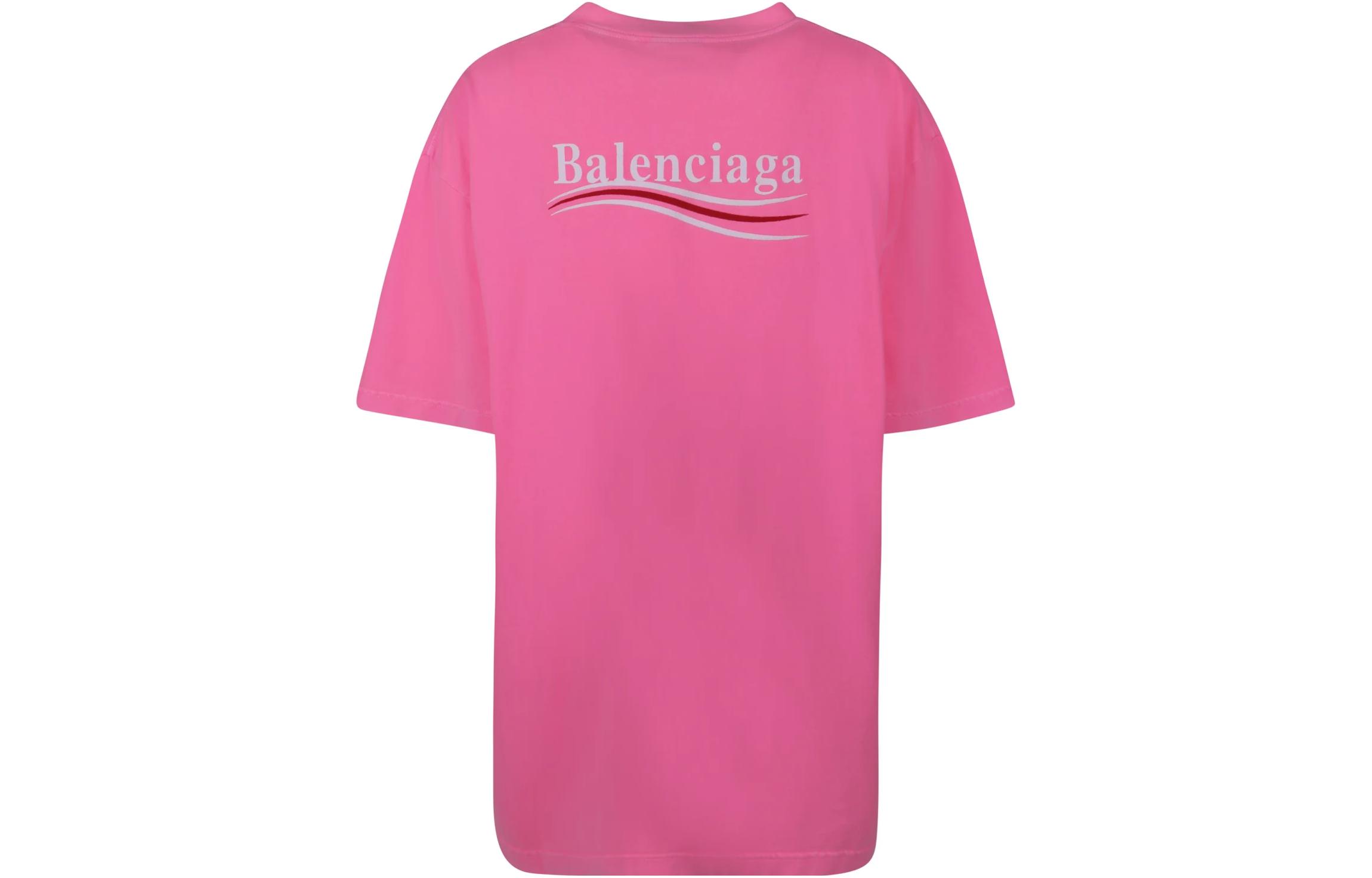 (Women) Balenciaga Logo Print Pink Oversized  Short Sleeve Casual T-Shirt. 641655TPVI35001 圖 2