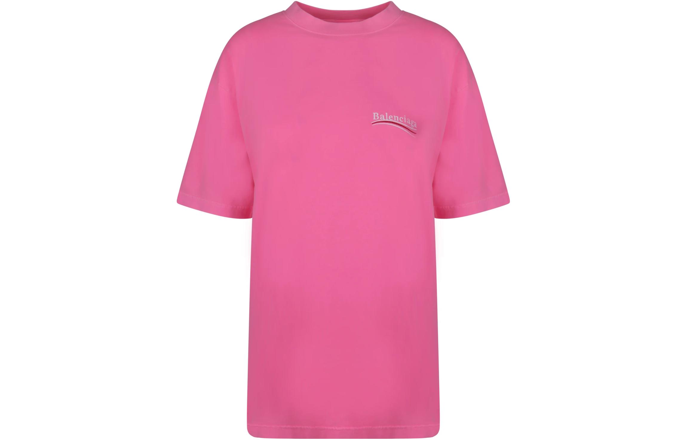 (Women) Balenciaga Logo Print Pink Oversized  Short Sleeve Casual T-Shirt. 641655TPVI35001 圖 3