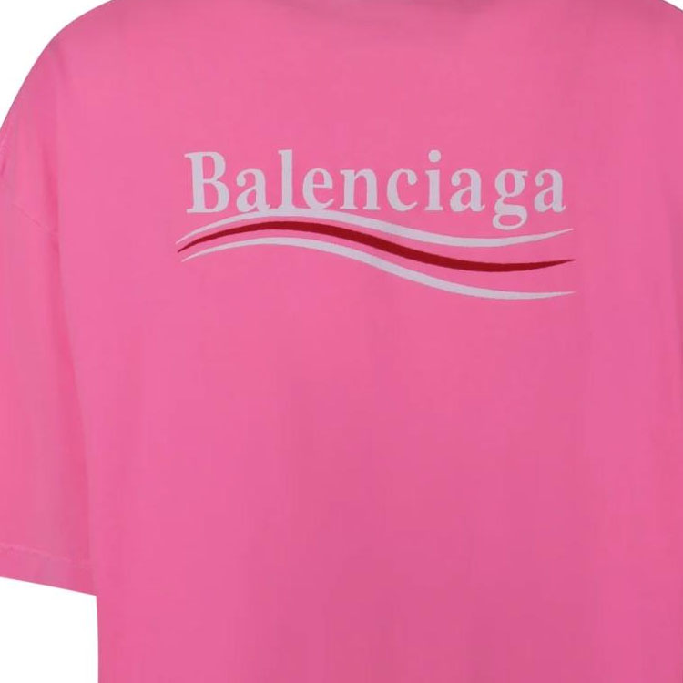 (Women) Balenciaga Logo Print Pink Oversized  Short Sleeve Casual T-Shirt. 641655TPVI35001 圖 6