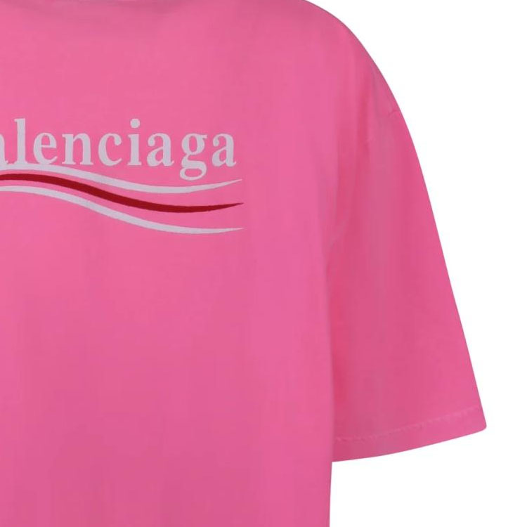 (Women) Balenciaga Logo Print Pink Oversized  Short Sleeve Casual T-Shirt. 641655TPVI35001 圖 7
