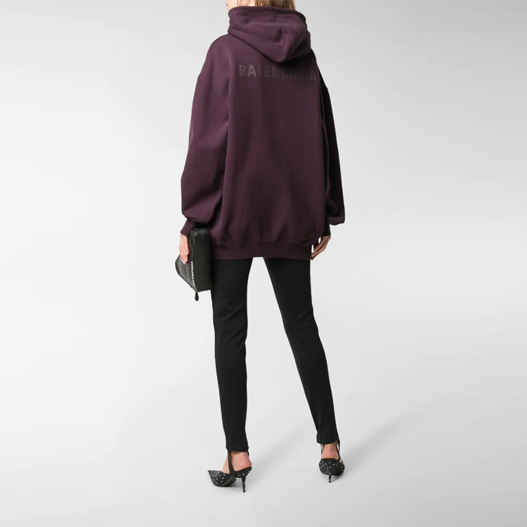 (Women) Balenciaga Logo Print Purple Hoodie 578135TJVA85865 圖 4