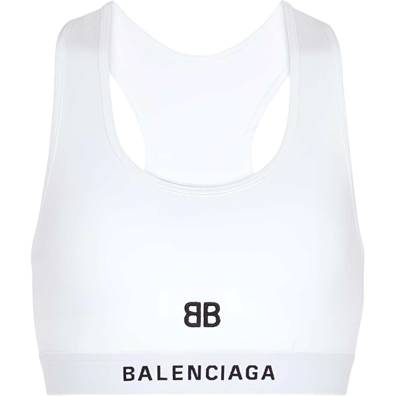 (Women) Balenciaga Logo Printed Sports Bra White. 6573763A8B89000