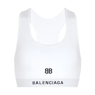 (Women) Balenciaga Logo Printed Sports Bra White. 6573763A8B89000