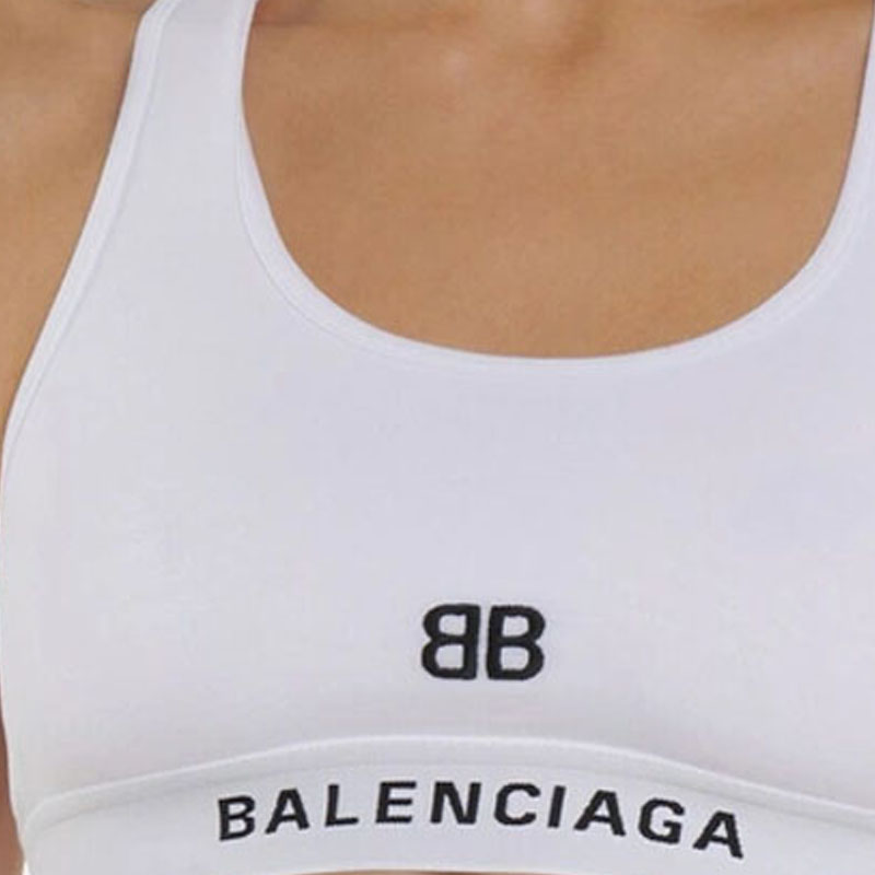 Details for (W) 巴黎世家Logo印花白色運動內衣。 6573763A8B89000