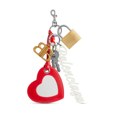 (Women) Balenciaga Logo Red Brass Lambskin TPU Keychain for Women 7934302AA8N8486