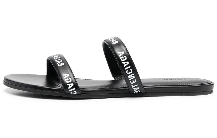 (W) Balenciaga Logo Sandals 'Calf Black'