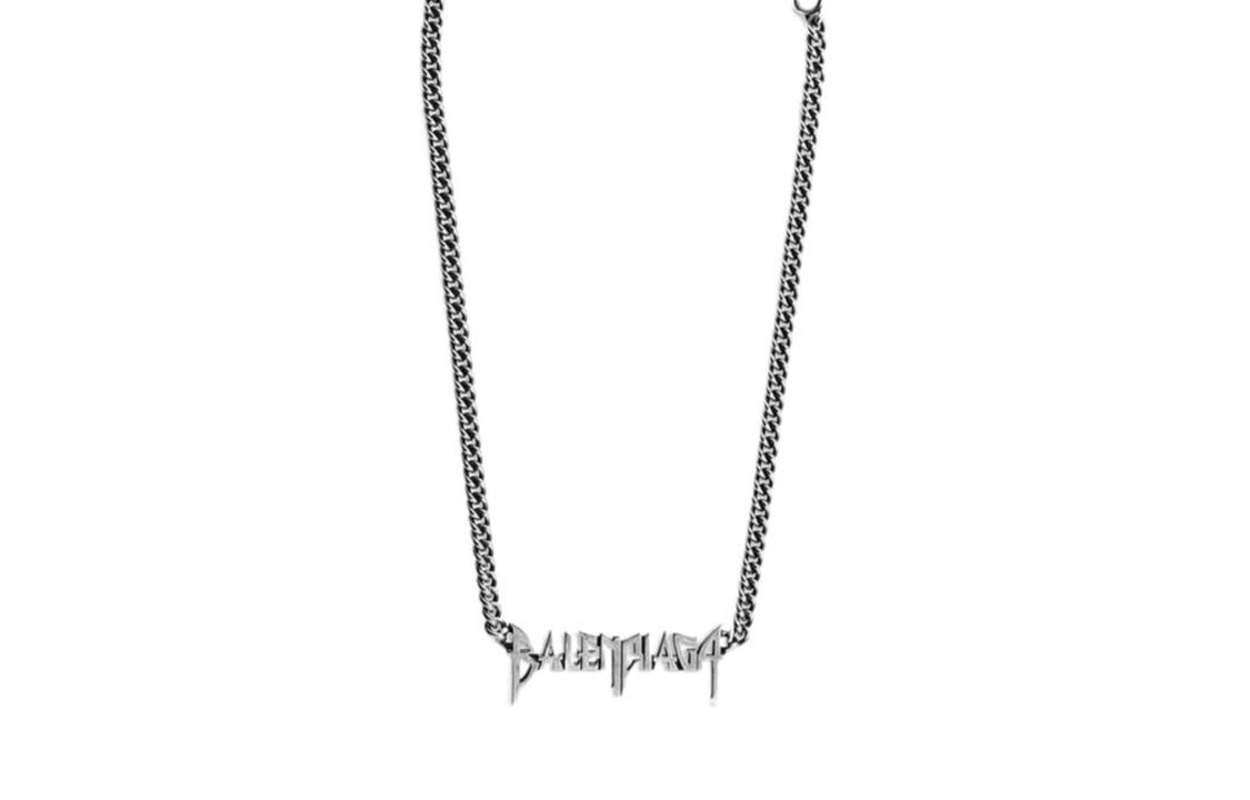 (Women) Balenciaga Logo Silver Necklace for Women, Brass Metal. 787781TZ99I0911