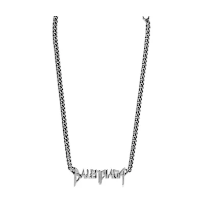 (Women) Balenciaga Logo Silver Necklace for Women, Brass Metal. 787781TZ99I0911