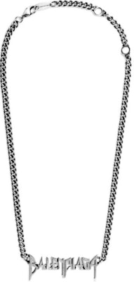 (W) 발렌시아가 여성용 로고 실버 목걸이, 브라스 메탈. 787781TZ99I0911 Lookbook (W) 발렌시아가 여성용 로고 실버 목걸이, 브라스 메탈. 787781TZ99I0911