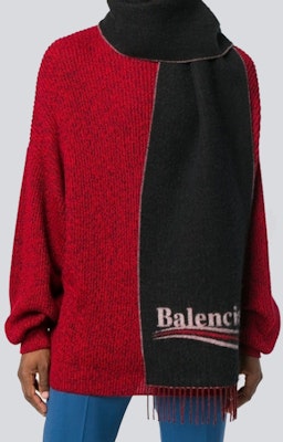 (W) 巴黎世家Logo羊毛围巾 黑色/红色. 512731-466B5-1074 Shop (W) 巴黎世家Logo羊毛围巾 黑色/红色. 512731-466B5-1074