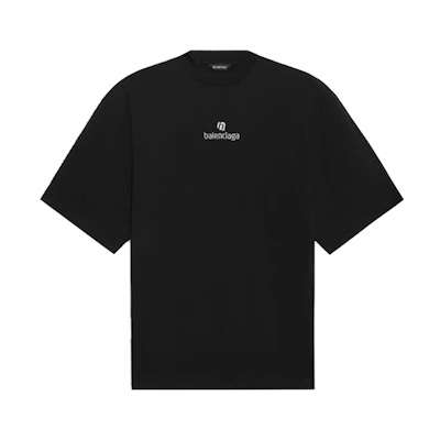 (Women) Balenciaga Loose Fit Black Print Crew Neck T-Shirt 641532TJVA91039