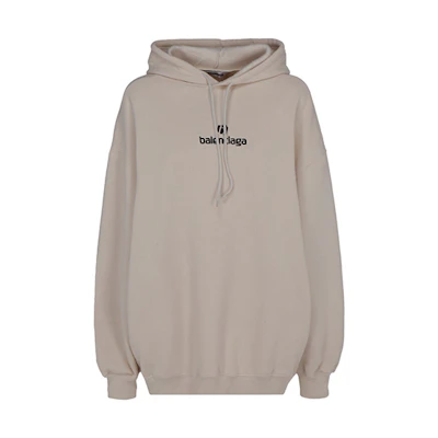 (Women) Balenciaga Loose Fit Letter Logo Pullover Hoodie Grey White 641529TJVB19054