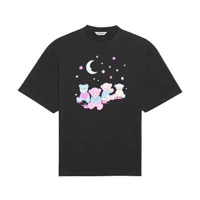 (Women) Balenciaga LoveBear Logo Print Black T-Shirt 641532TJVI11000