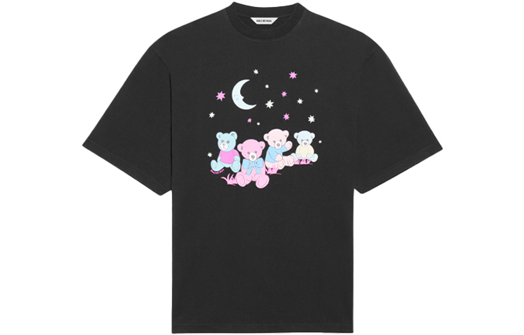 Order (W) バレンシアガ ラブベア ロゴプリント ブラックTシャツ 641532TJVI11000