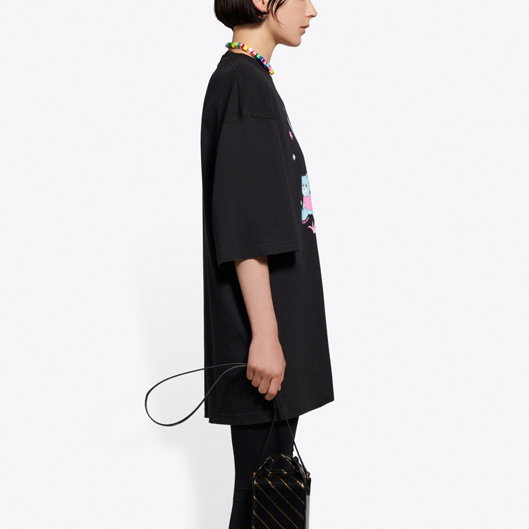 Details for (W) バレンシアガ ラブベア ロゴプリント ブラックTシャツ 641532TJVI11000