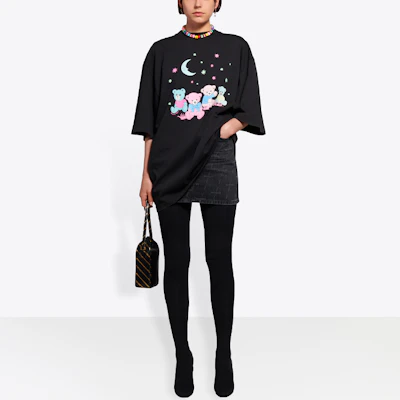 (W) バレンシアガ ラブベア ロゴプリント ブラックTシャツ 641532TJVI11000 Sizing (W) バレンシアガ ラブベア ロゴプリント ブラックTシャツ 641532TJVI11000