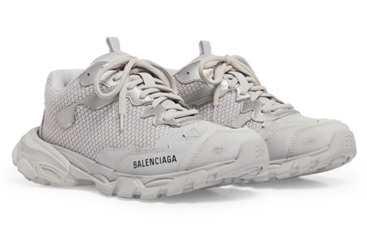 Order 巴黎世家時尚圓頭綁帶低幫休閒鞋女款灰色