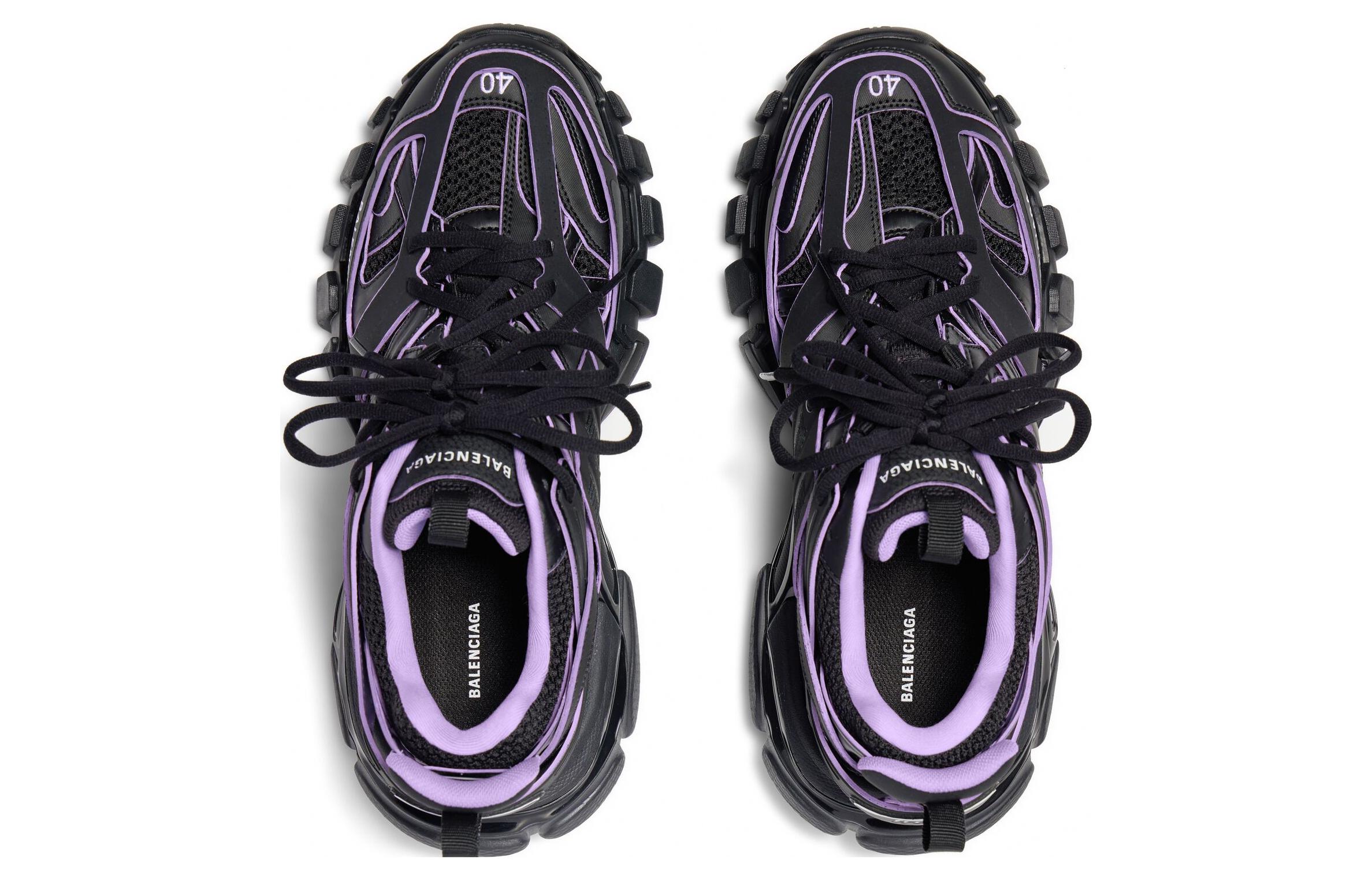 (W) Balenciaga Track Sock Sneakers 'Black and Light Purple Knit and Nylon' 圖 3