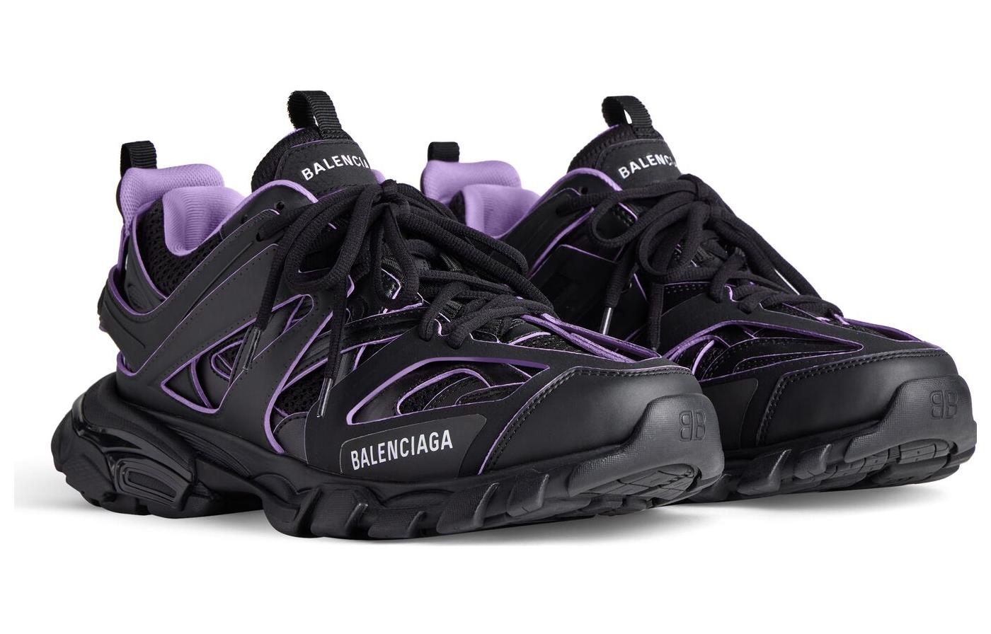 (W) Balenciaga Track Sock Sneakers 'Black and Light Purple Knit and Nylon' 圖 4