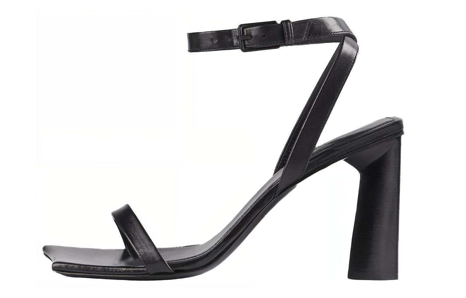 Buy (W) Balenciaga Moon Pequeñas Sandalias de Tacón Alto de Cuero Negro con Correas 615766WA7601000