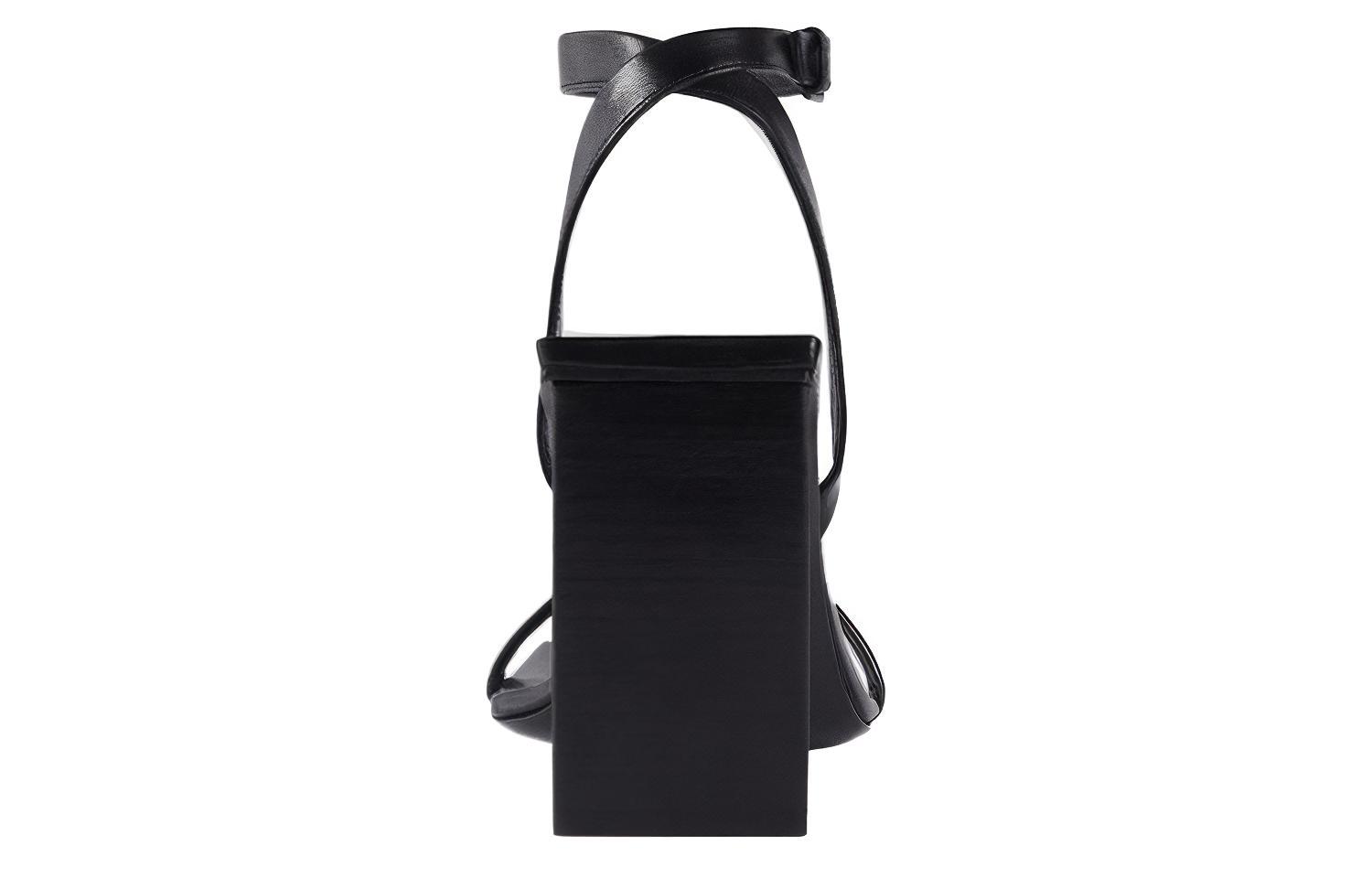Shop (W) Balenciaga Moon Pequeñas Sandalias de Tacón Alto de Cuero Negro con Correas 615766WA7601000