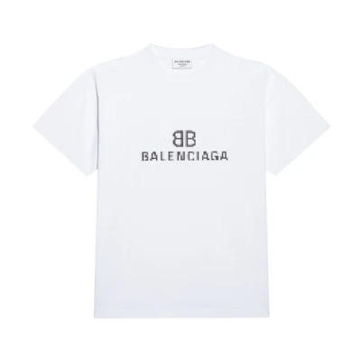 (Women) Balenciaga Mosaic Blurred Logo BB Loose Fit T-Shirt White. 612965TKVI79040
