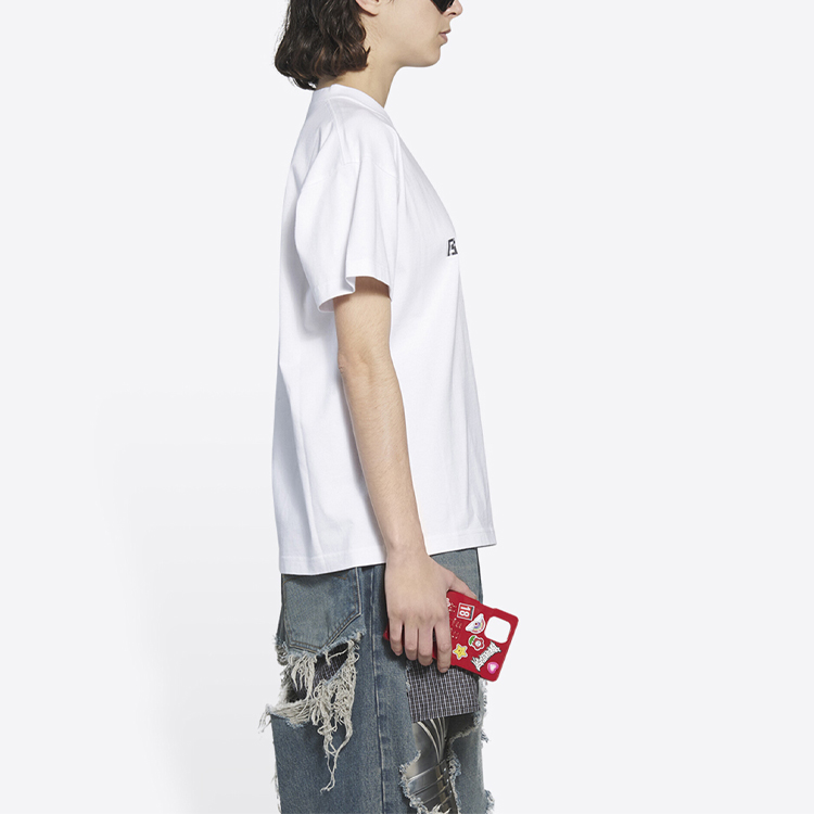 (Women) Balenciaga Mosaic Blurred Logo BB Loose Fit T-Shirt White. 612965TKVI79040 圖 7