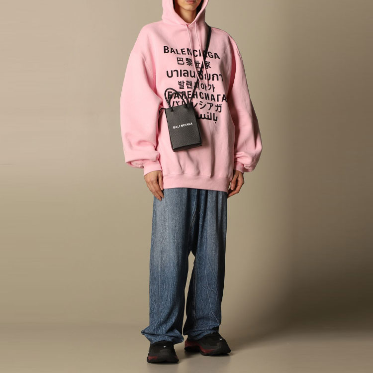 (Women) Balenciaga Multilingual Letter Print Hoodie Pink SS21 641529TJVI61401 圖 6