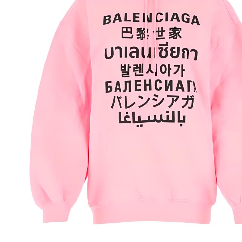 (Women) Balenciaga Multilingual Letter Print Hoodie Pink SS21 641529TJVI61401 圖 8