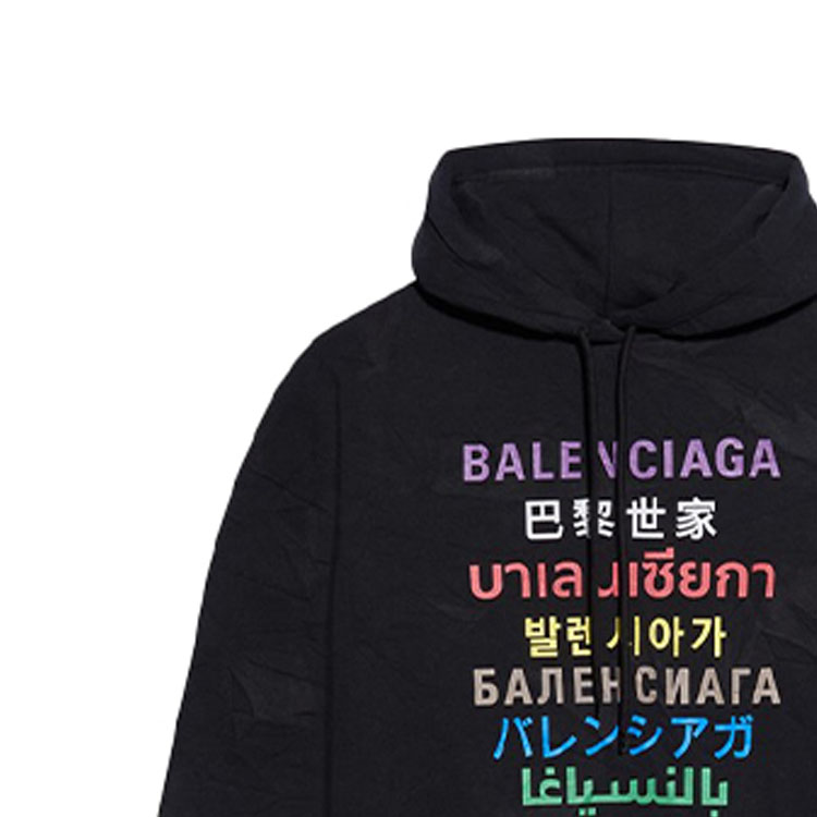 (Women) Balenciaga Multilingual Logo Hoodie Black 578135TJVI62771 圖 7