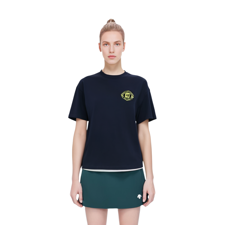(Women) Balenciaga Navy Blue Logo Patch Cotton Crewneck T-Shirt FW21. 612965TLV614140 圖 5