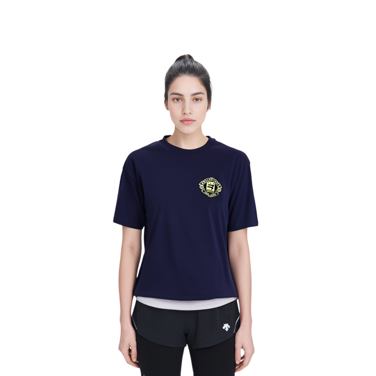(Women) Balenciaga Navy Blue Logo Patch Cotton Crewneck T-Shirt FW21. 612965TLV614140 圖 6