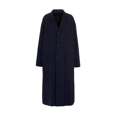 (Women) Balenciaga Navy Single-Breasted Pocket Trench Coat 663044TKO294100