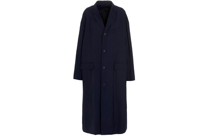 Order (W) 巴黎世家海军蓝单排扣口袋风衣 663044TKO294100