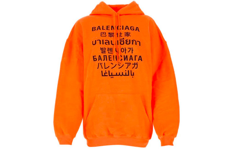 (Women) Balenciaga Neon Orange Letter Print Hoodie 578135TJVI67513 圖 2