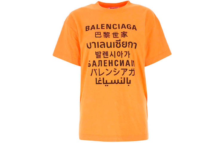 (Women) Balenciaga Neon Orange Women’s Logo Print Crewneck T-Shirt 612965TJVI37513 圖 2