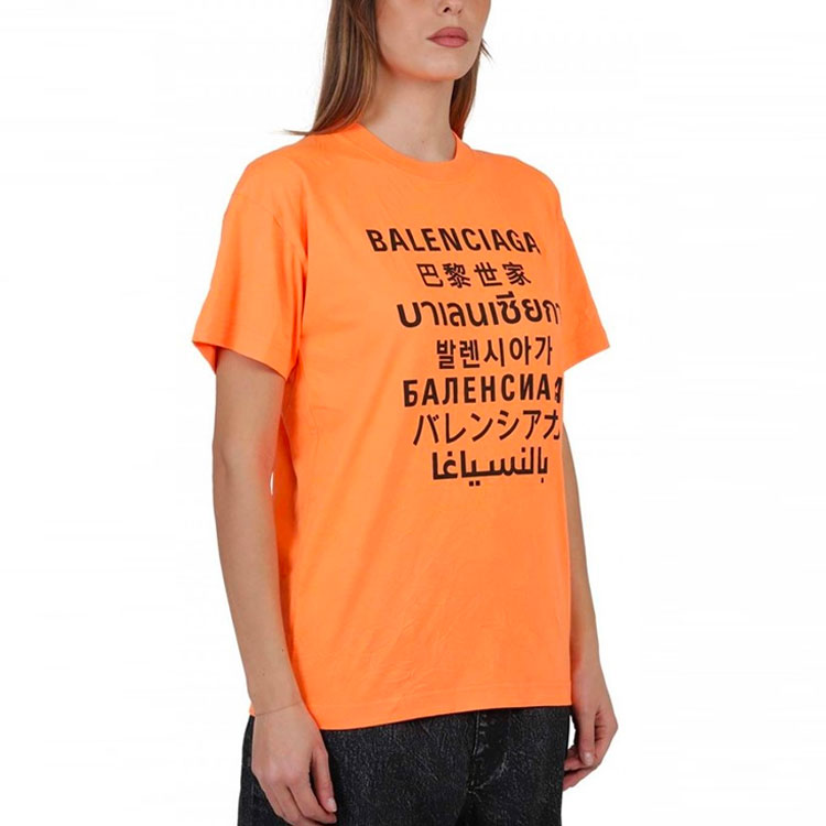 (Women) Balenciaga Neon Orange Women’s Logo Print Crewneck T-Shirt 612965TJVI37513 圖 5