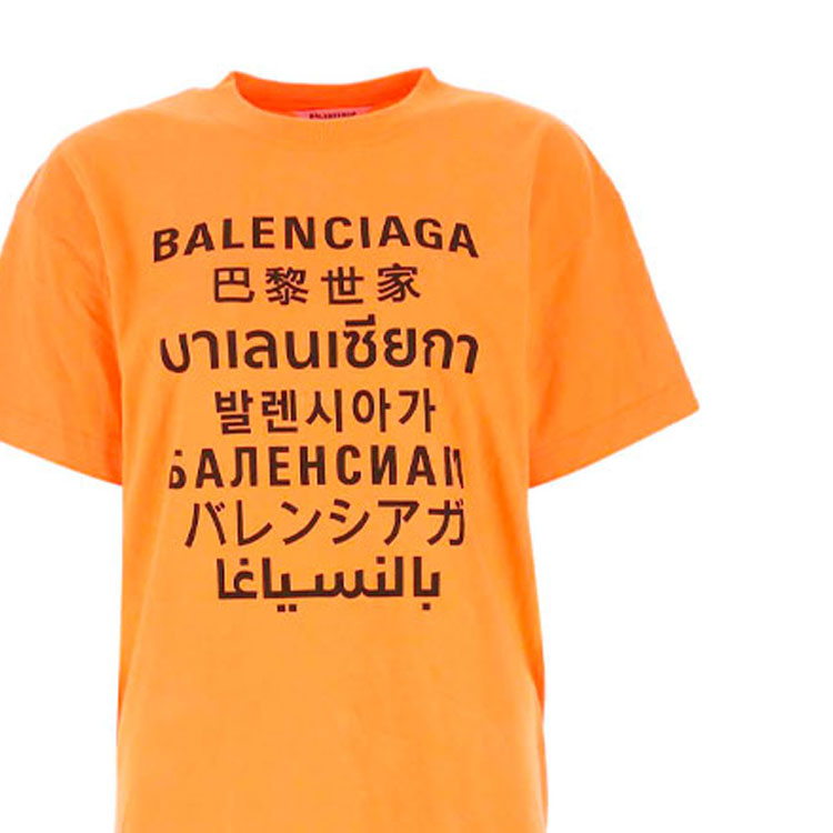 (Women) Balenciaga Neon Orange Women’s Logo Print Crewneck T-Shirt 612965TJVI37513 圖 6