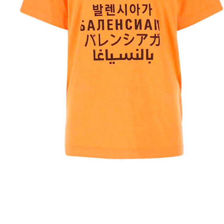 (Women) Balenciaga Neon Orange Women’s Logo Print Crewneck T-Shirt 612965TJVI37513 圖 7