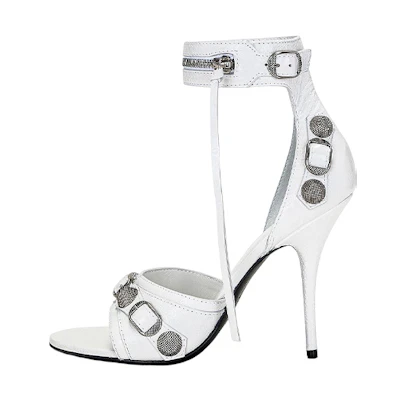 (W) Balenciaga Cagole 110mm Sandals 'White Arena Lambskin'