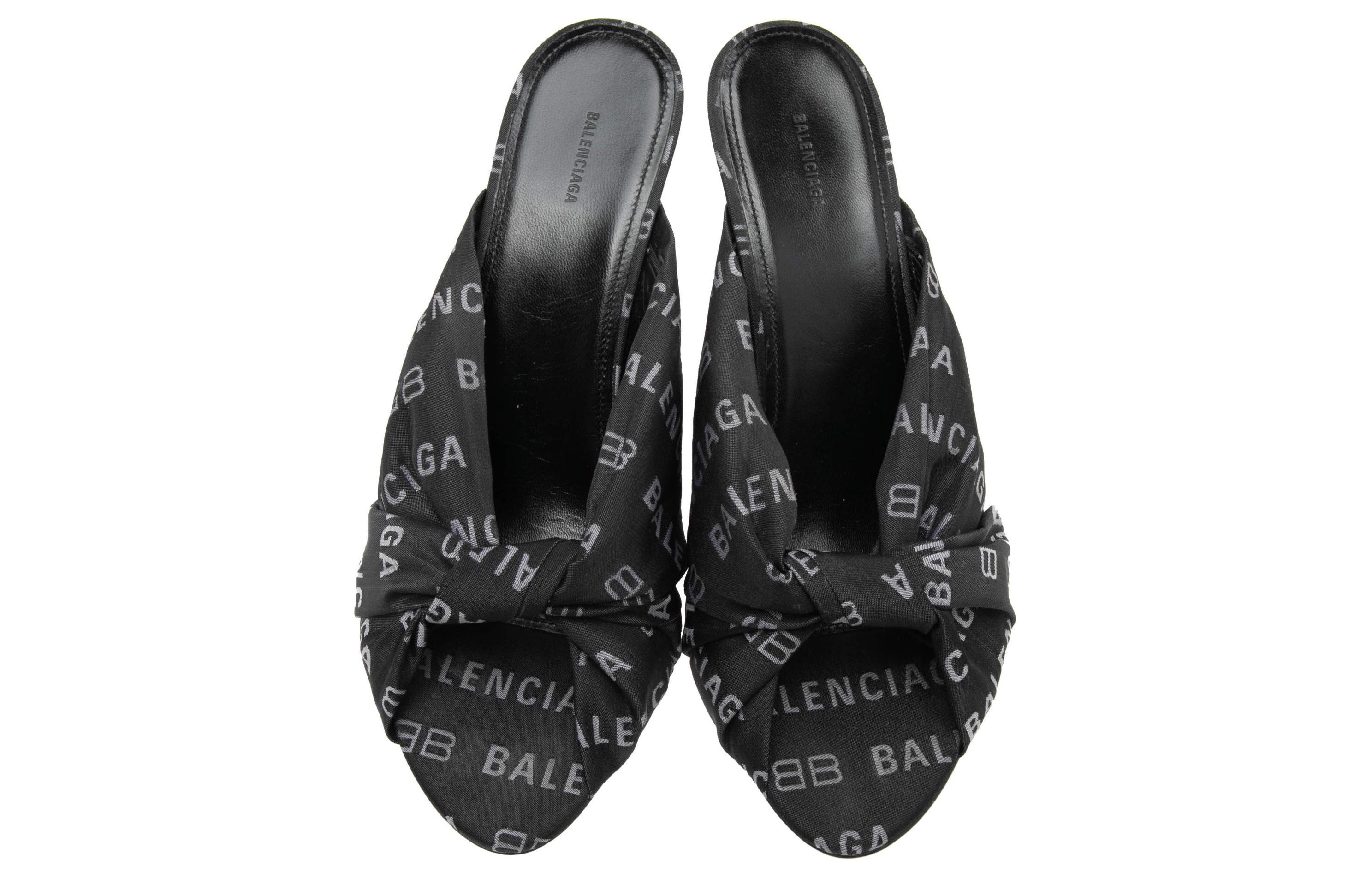 Lookbook (W) Balenciaga Tumit Tinggi Hujung Terbuka 'Butterfly Knot Hitam' 623334W2BX01090