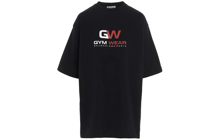 (Women) Balenciaga Oversized Black Print Crewneck T-Shirt 620941TIVD51000