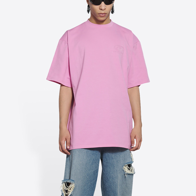 (Women) Balenciaga Oversized Letter Print Pink T-Shirt Casual Tee. 6784304A8B80590 圖 5